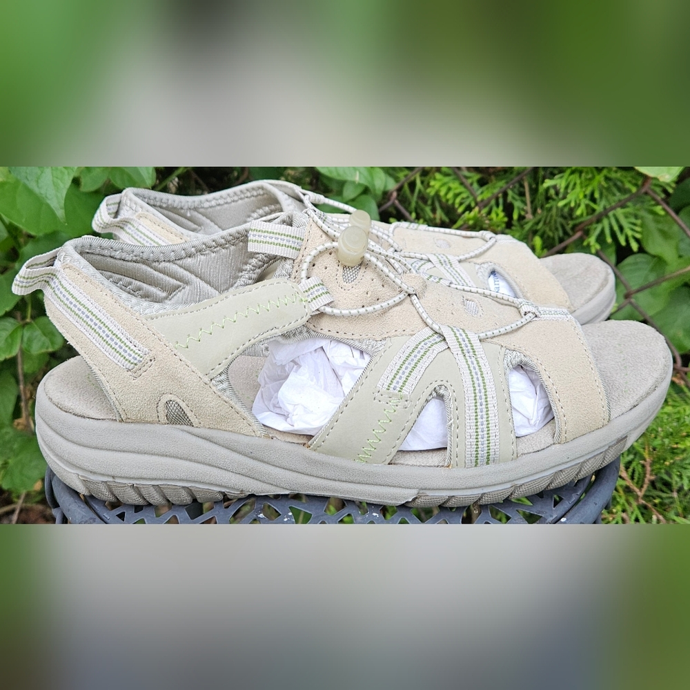 Croft & Barrow adjustable Backstrap Women's 8.5 Leather Suede Sandals W Box (Gd)